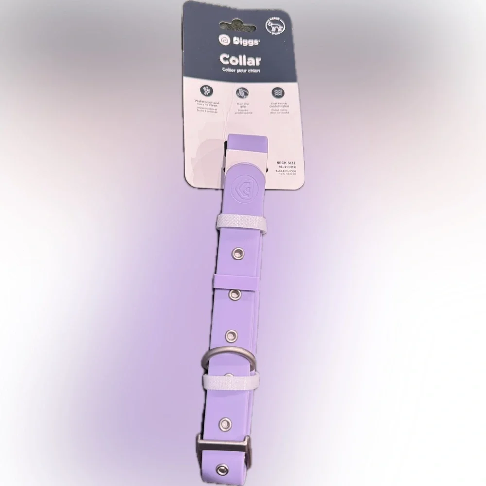 (Lg) DIGGS Waterproof - Nylon - Lavender Dog Collar